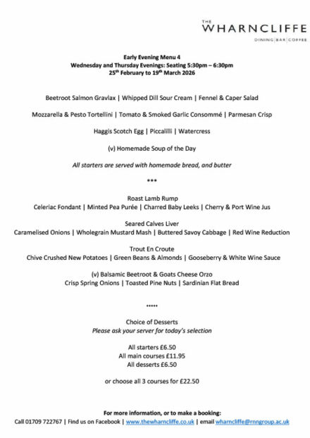 The Wharncliffe Dinner Menu 4