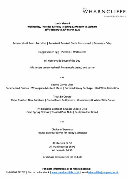 The Wharncliffe Lunch Menu 4