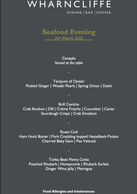 Seafood Evening menu