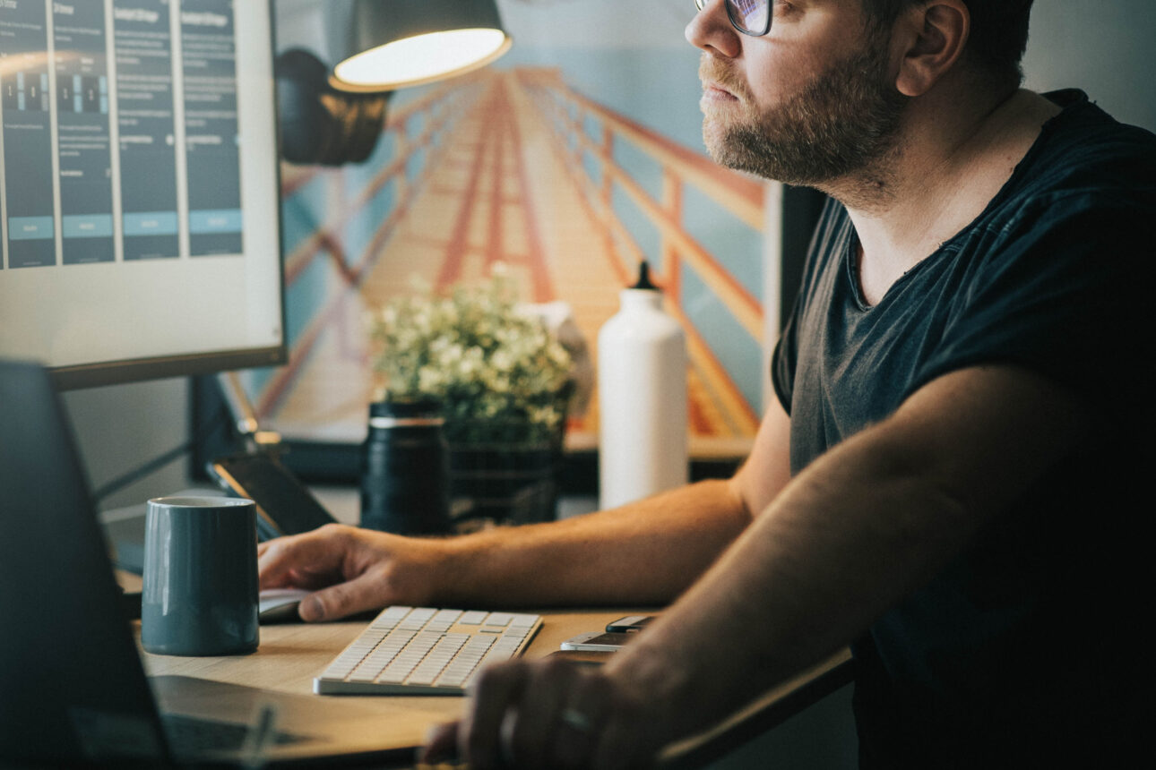 person working at a computer