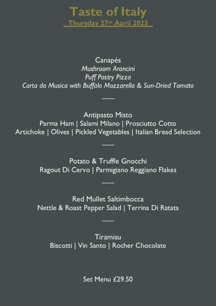 Taste of Italy menu