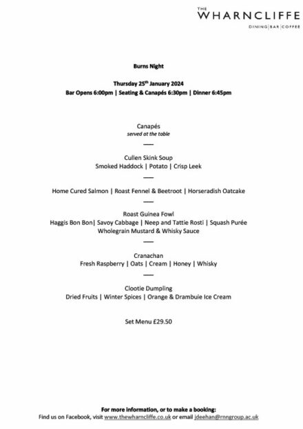 Burns Night Menu - January 2024