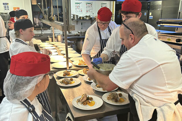 Preparing food in The Wharncliffe Restaurant at the Burns Night event in January 2024