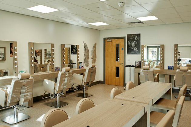 Inside Innovate S81 hair and beauty salon at North Notts College