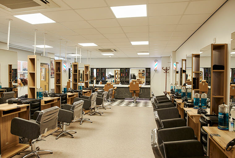 Inside Innovate S81 hair and beauty salon at North Notts College