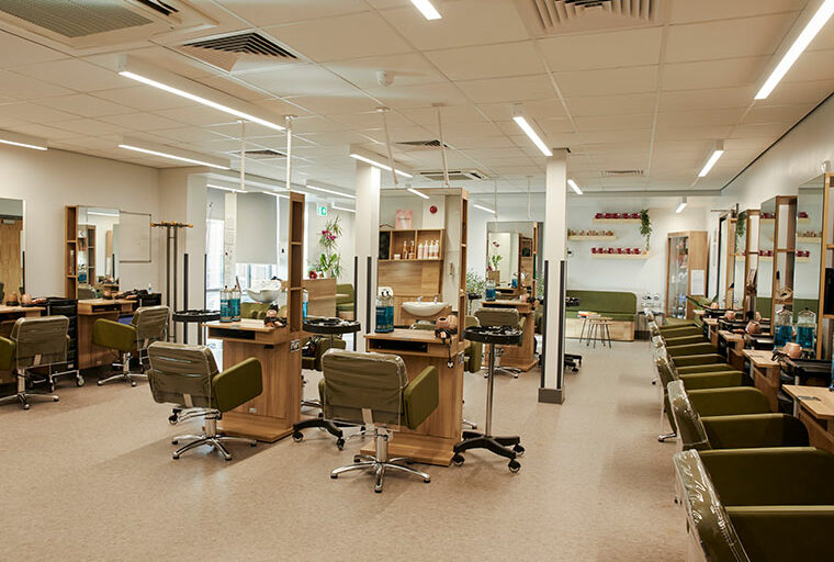 Inside Innovate S81 hair and beauty salon at North Notts College