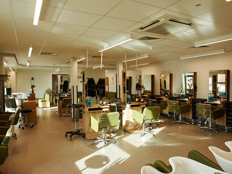 Inside Innovate S81 hair and beauty salon at North Notts College