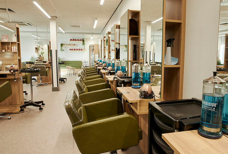 Inside Innovate S81 hair and beauty salon at North Notts College