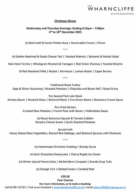 Christmas Dinner Menu 2025