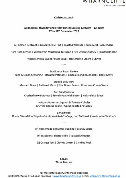 Christmas Lunch Menu 2025
