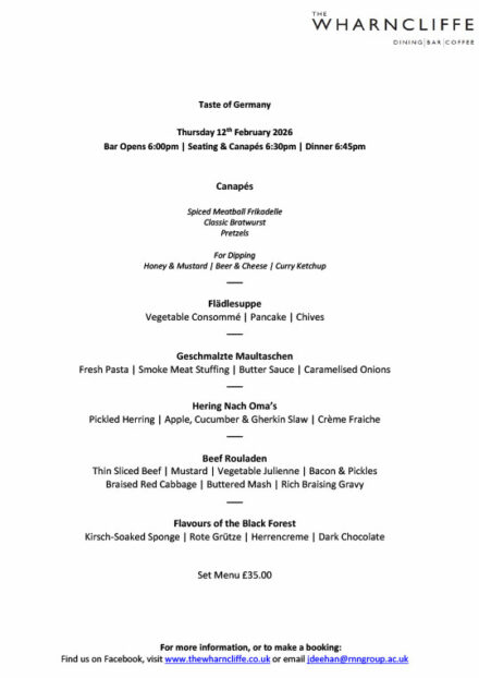 Taste of Germany menu - 12th February 2026
